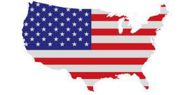USA flag in the shape of the United States of America